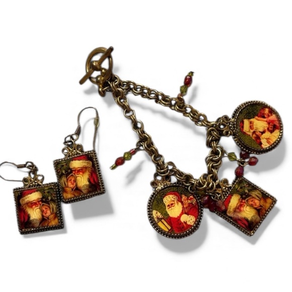 Vintage Christmas Bracelet & Earrings set - Picture 2 of 9